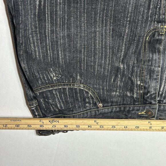 VTG Newport News Jeanology Denim Jean Skirt Black Laced Up Waist Back Slit SZ 18 - Picture 12 of 14